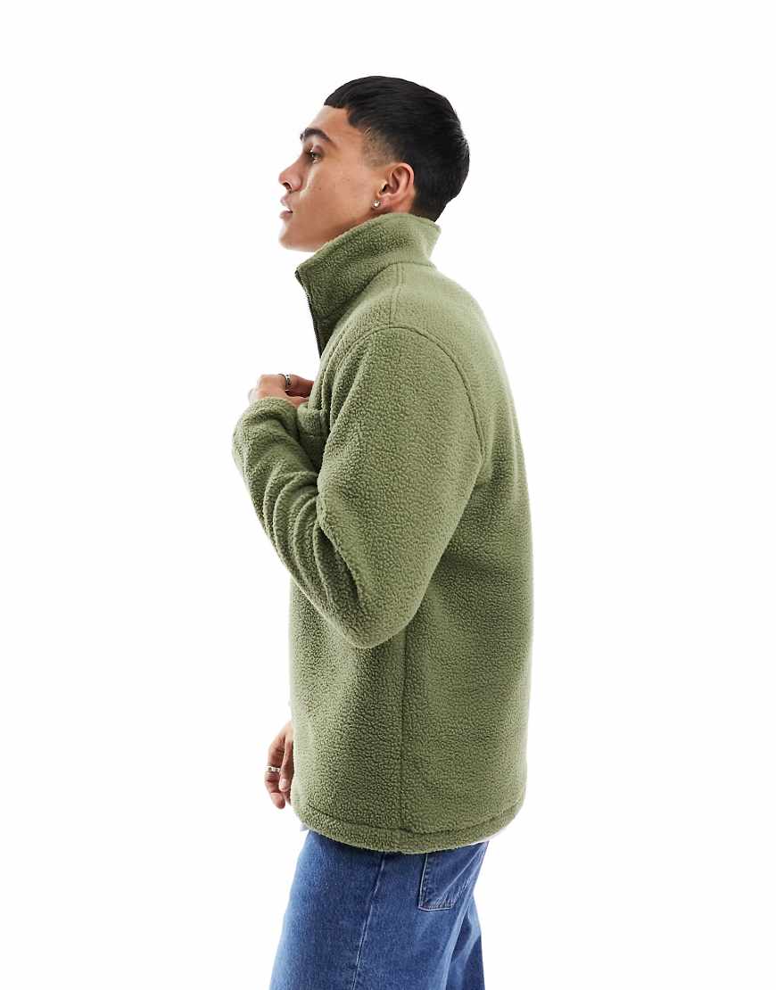 Jack & Jones - Fleece-Sweatshirt in Khaki mit kurzem 1/4-Reißverschluss-Grün von Jack & Jones