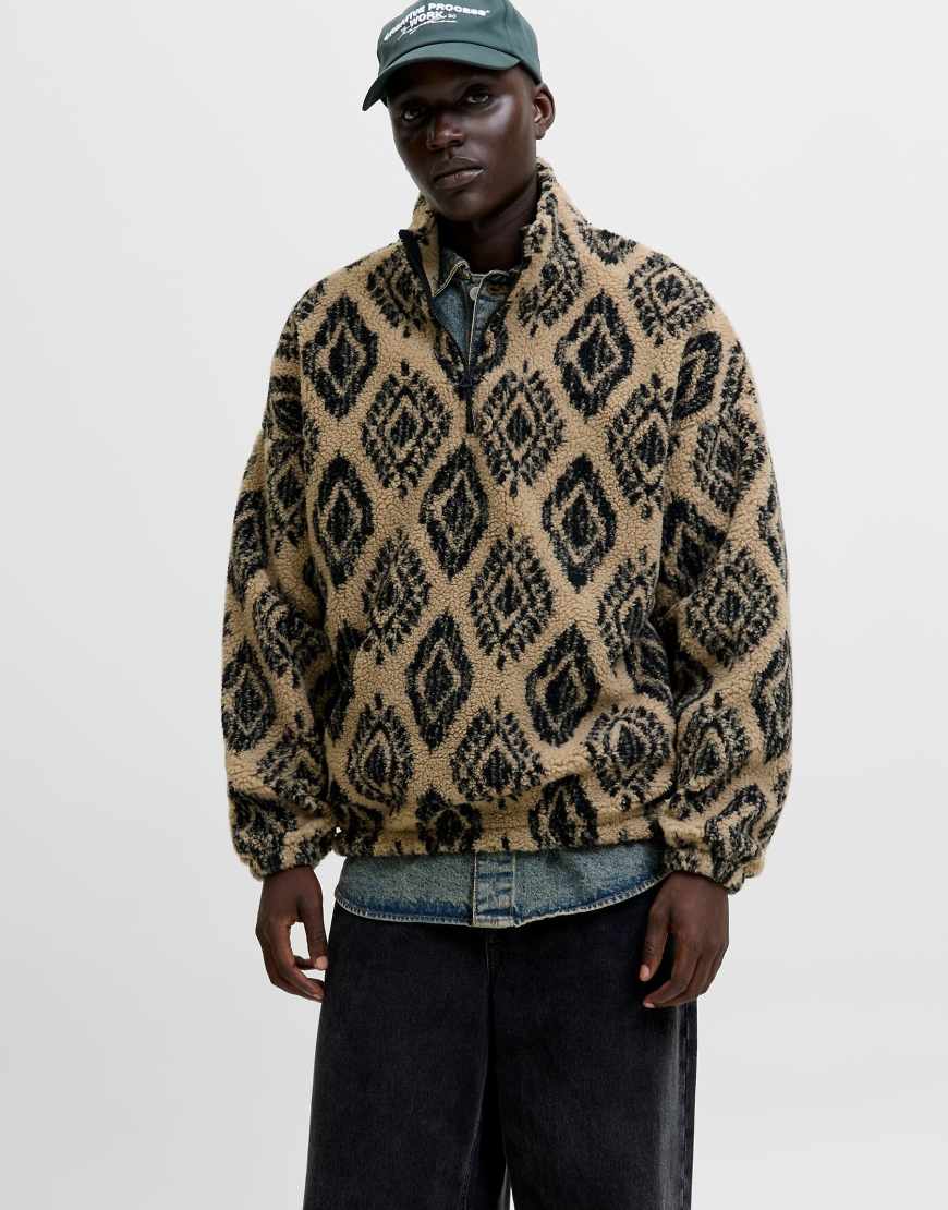 Jack & Jones - Fleece-Sweatshirt in Mocha Meringue-Grün von Jack & Jones