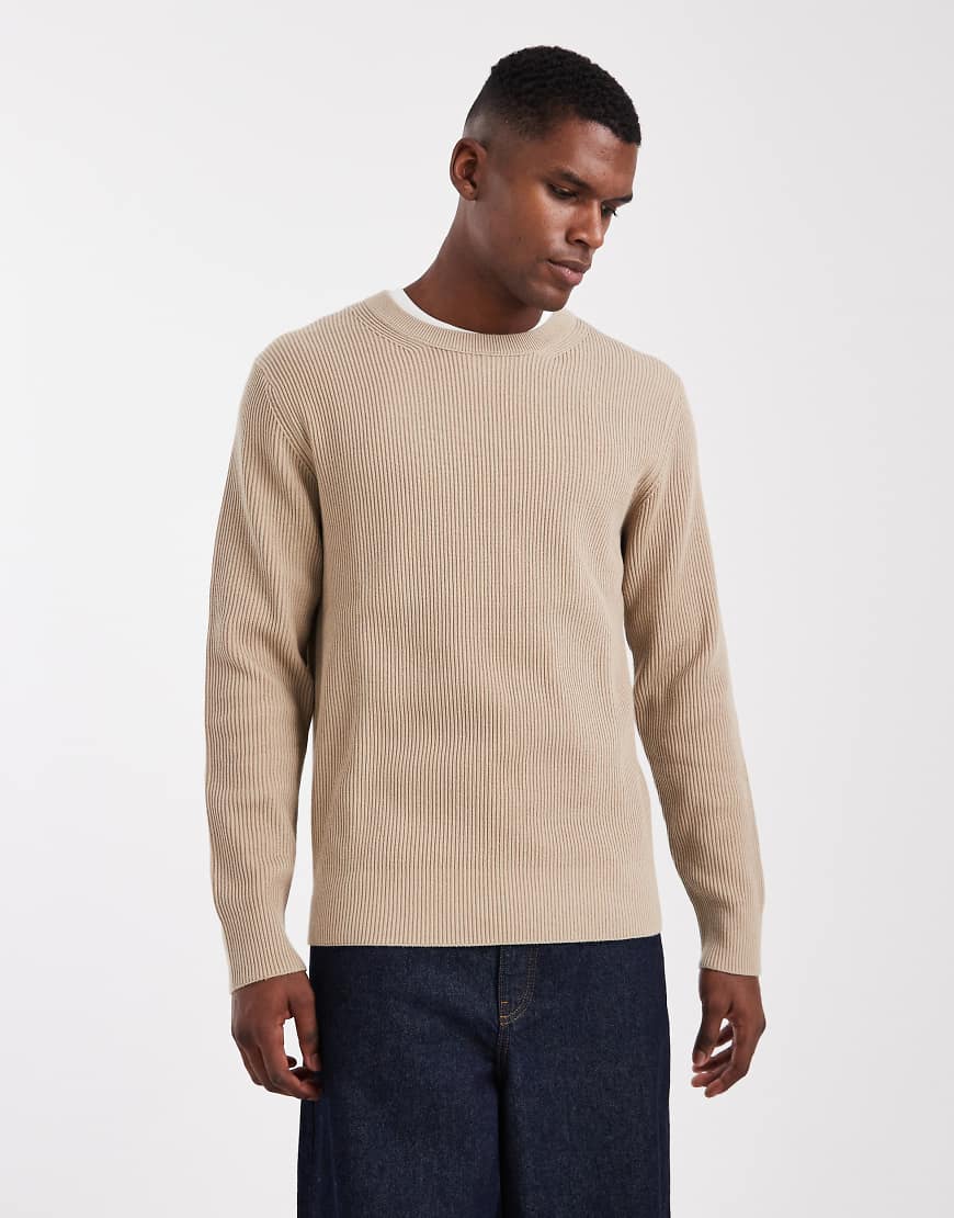 Jack & Jones - Gerippter Pullover in Beige-Neutral von Jack & Jones