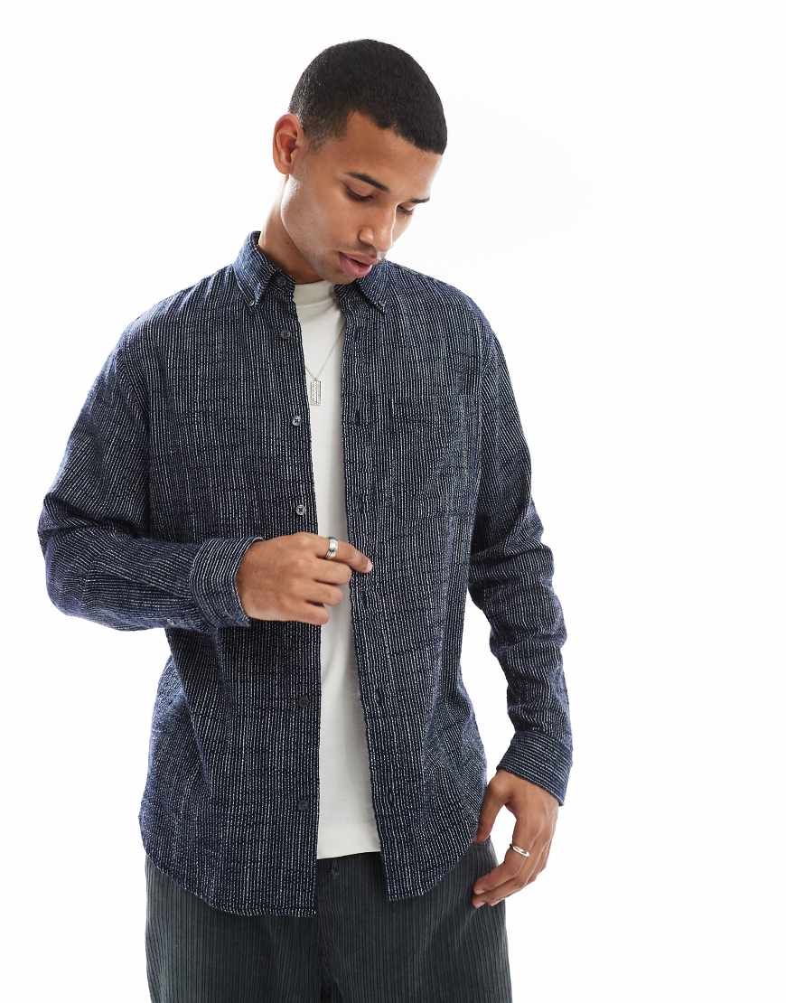 Jack & Jones - Gestreiftes, strukturiertes Hemd in Marineblau von Jack & Jones