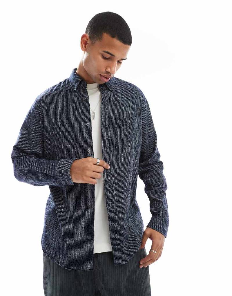 Jack & Jones - Gestreiftes, strukturiertes Hemd in Marineblau von Jack & Jones