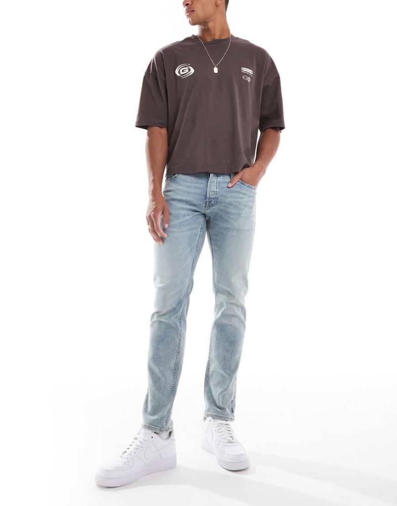 Jack & Jones - Glenn - Jeans in hellblauer Waschung mit schmalem Schnitt von Jack & Jones