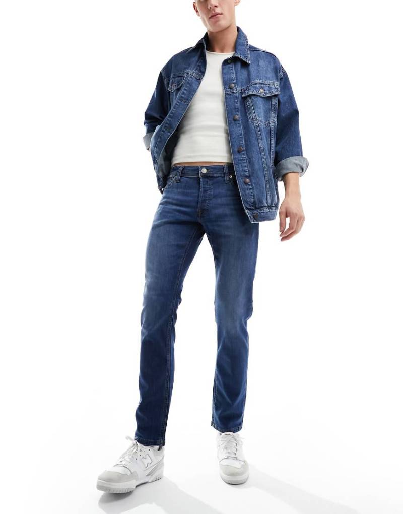 Jack & Jones - Glenn - Schmal geschnittene Jeans in mittelblauer Waschung von Jack & Jones