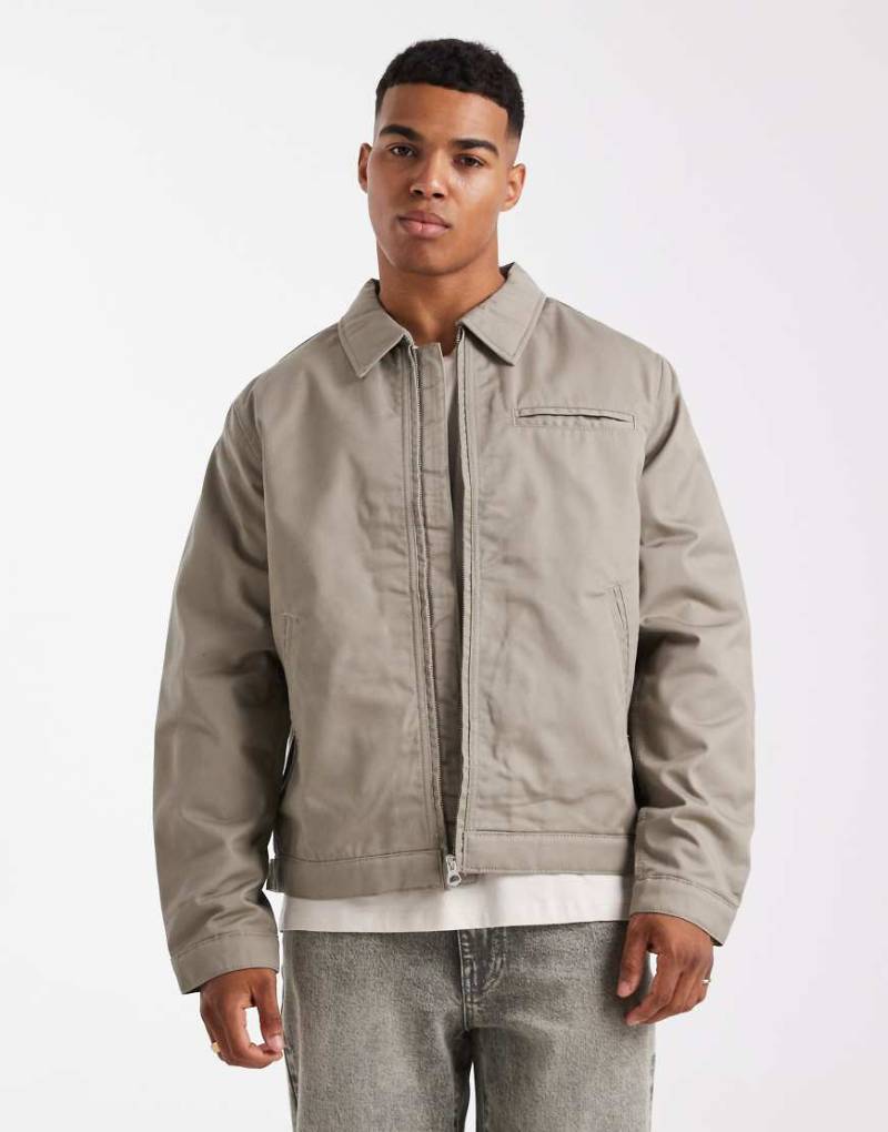 Jack & Jones - Harrington-Jacke in Beige mit doppeltem Reißverschluss-Neutral von Jack & Jones