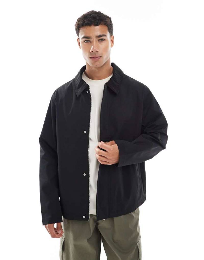 Jack & Jones - Harrington-Jacke in Schwarz mit Cordkragen von Jack & Jones