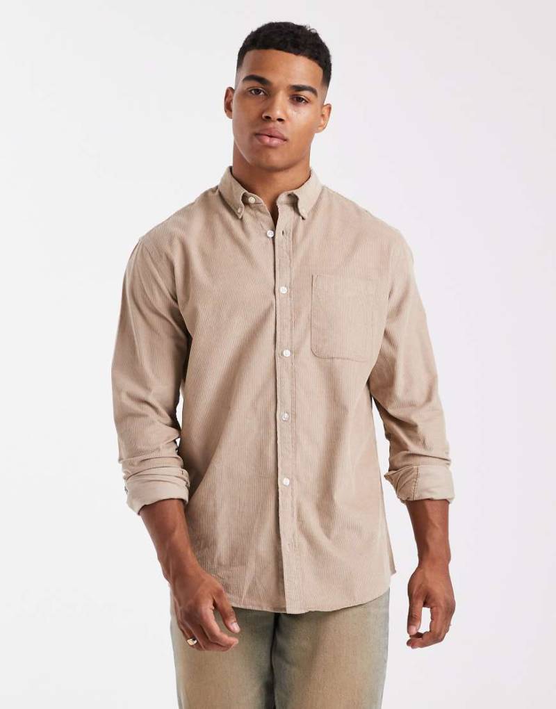 Jack & Jones - Hemd aus Cord in Beige mit Tasche-Neutral von Jack & Jones