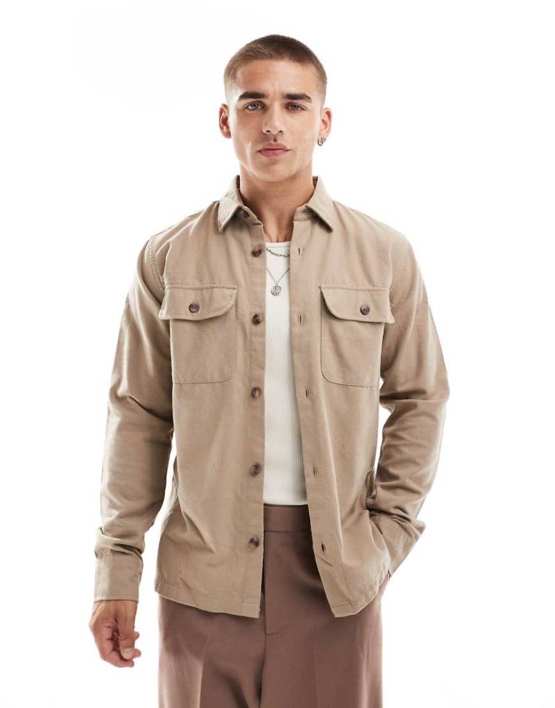 Jack & Jones - Hemdjacke aus Flanell in Beige-Neutral von Jack & Jones