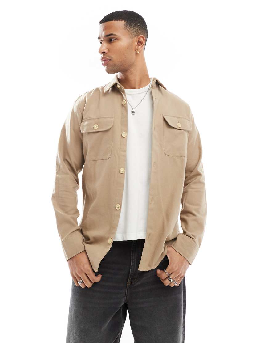 Jack & Jones - Hemdjacke aus Flanell in Beige-Neutral von Jack & Jones