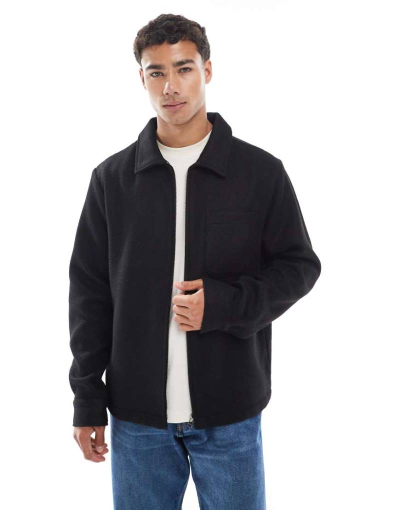 Jack & Jones - Hemdjacke aus Wollimitat in Schwarz von Jack & Jones