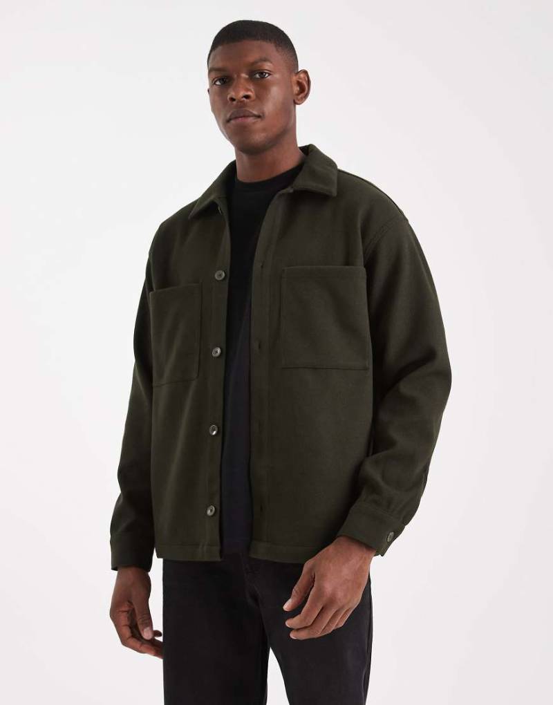Jack & Jones - Hemdjacke aus angerautem Stoff in Khaki-Grün von Jack & Jones