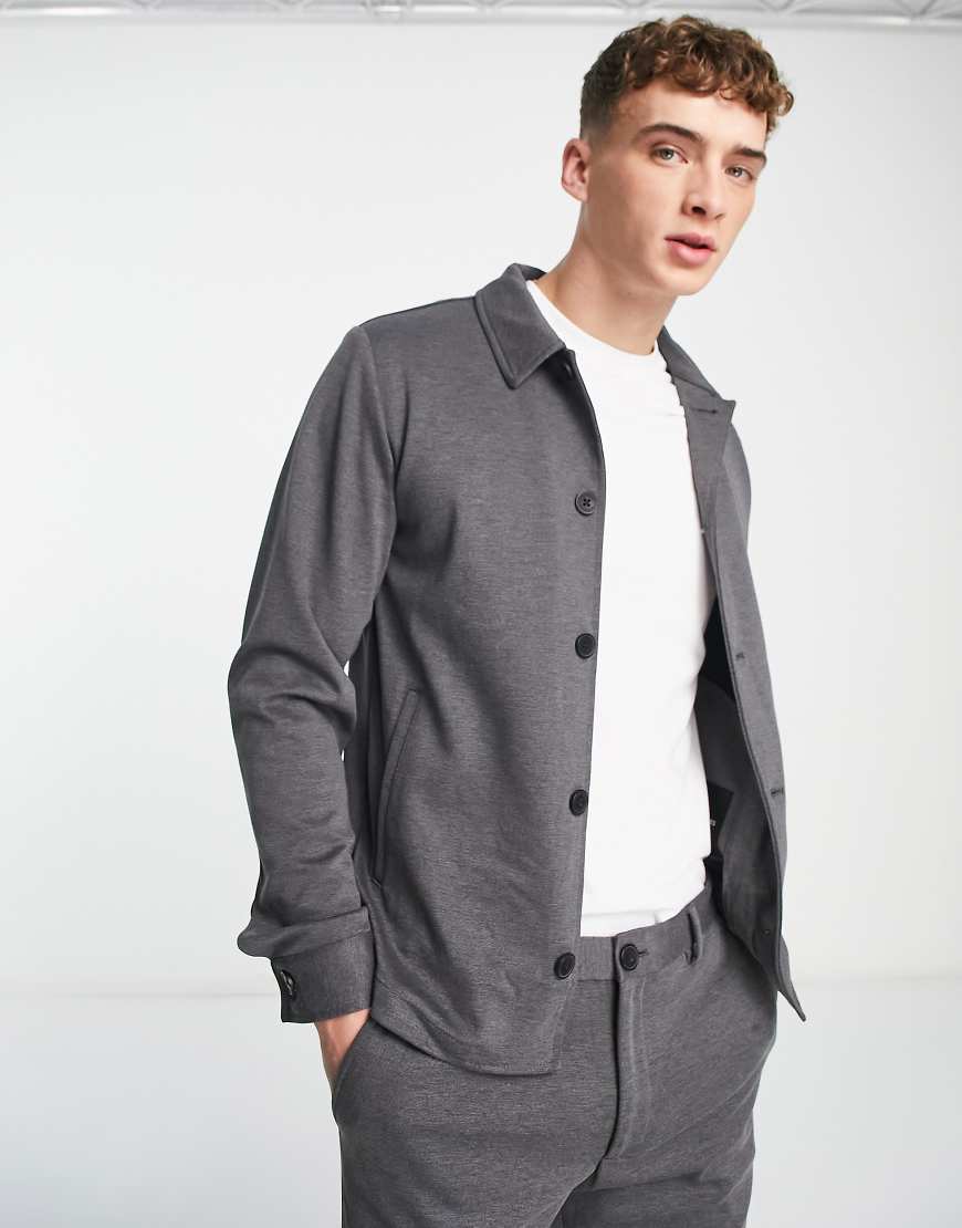 Jack & Jones - Hochwertige, schmal geschnittene Anzugjacke aus Jersey in Grau von Jack & Jones