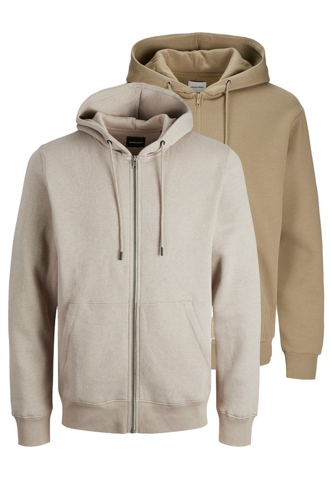 Jack & Jones Hoodie 2er Pack Bradley (Spar-Set, 2-tlg) Sweatjacke / Hoodie - Atmungsaktiv - Kapuzenjacke aus Sweat von Jack & Jones