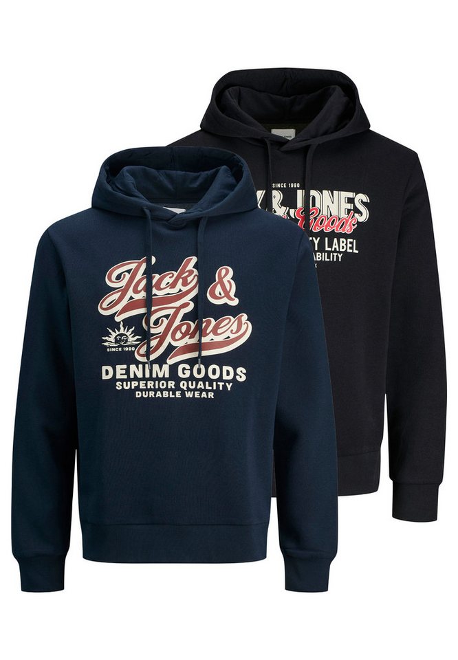 Jack & Jones Hoodie 2er Pack Logo (Spar-Set, 2-tlg) Sweatshirt / Hoodie - Baumwolle - Atmungsaktiv von Jack & Jones