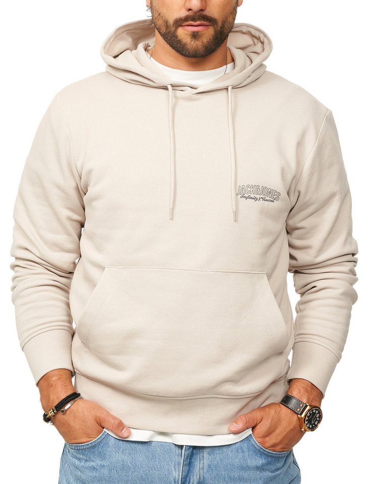 Jack & Jones Hoodie Kapuzenpullover Sweatshirt Kapuzensweatshirt Herren Pullover mit Logopatch und Kapuze im Regular Fit von Jack & Jones