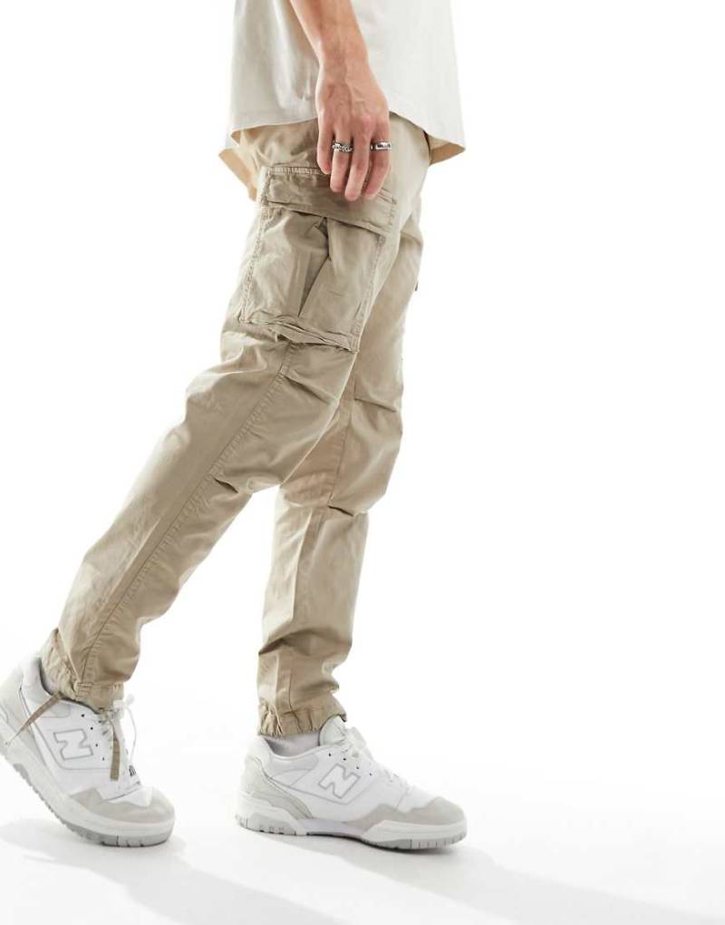 Jack & Jones Intelligence - Sehr locker geschnittene Cargohose in gewaschenem Beige-Neutral von Jack & Jones