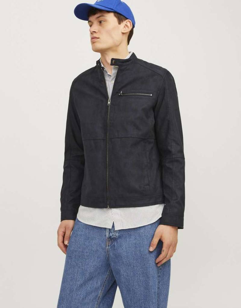 Jack & Jones - Jacke aus Kunstleder in Tiefschwarz von Jack & Jones
