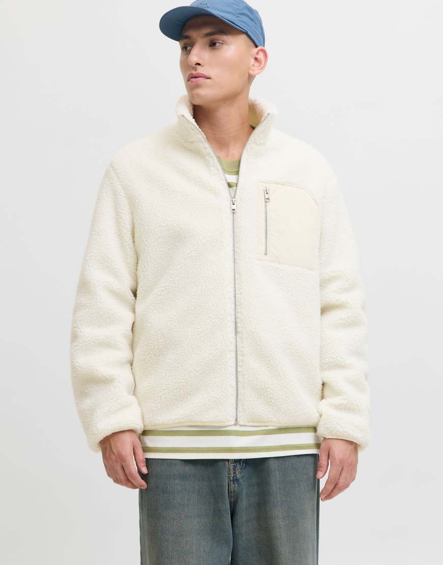 Jack & Jones - Jacke aus Teddyfell in Cloud Dancer-Weiß von Jack & Jones