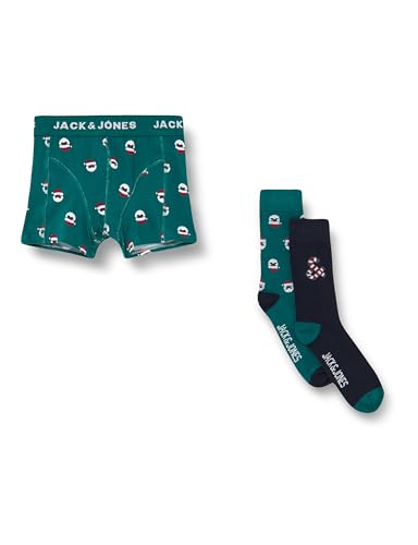 Jack & Jones Jungen JACSWEET Santa GIFTBOX JNR Boxershorts, Aventurine/Pack:Navy Blazer-Aventurine, 140 cm von JACK & JONES