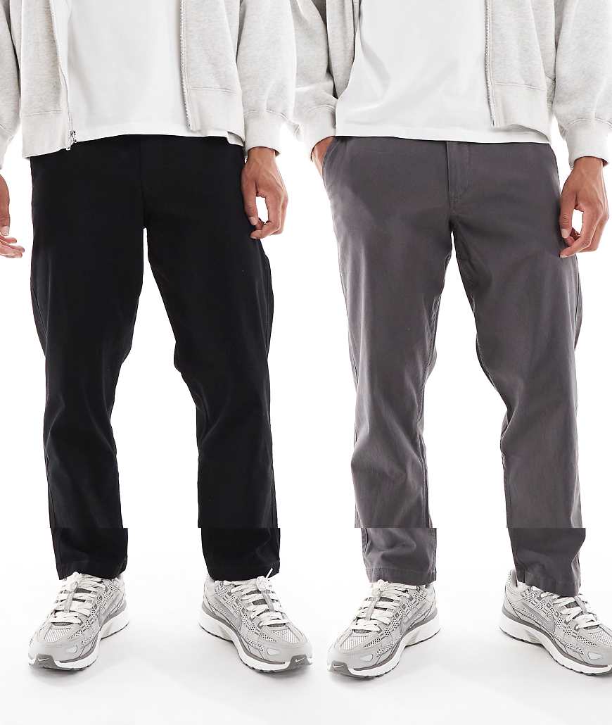 Jack & Jones - Kane - 2er-Pack lockere Chinohosen in Schwarz und Grau-Bunt von Jack & Jones