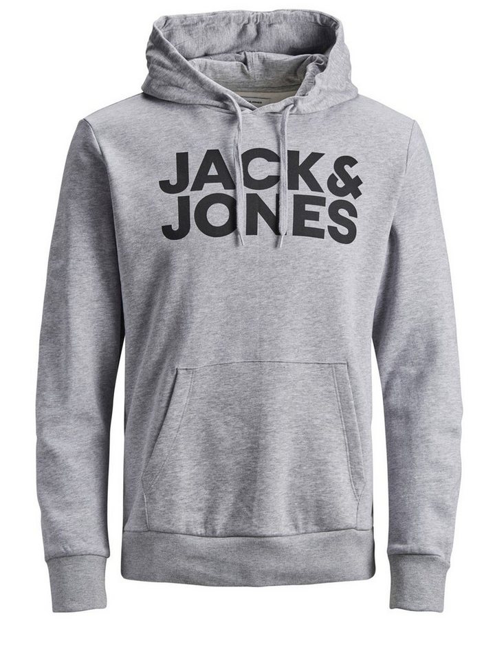 Jack & Jones Kapuzenpullover Herren Hoodie JJECORP Regular Fit Logoprint Sweatshirt mit Kängurutasche von Jack & Jones