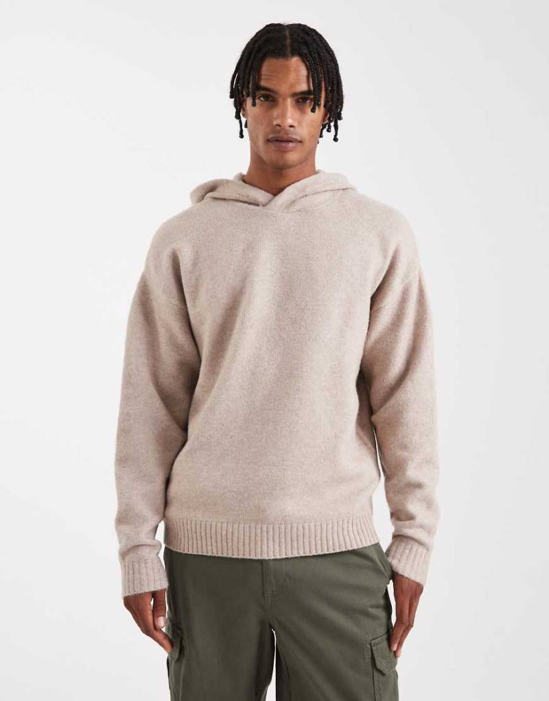 Jack& Jones - Kapuzenpullover aus flauschigem Strickstoff in Beige-Grau von Jack & Jones