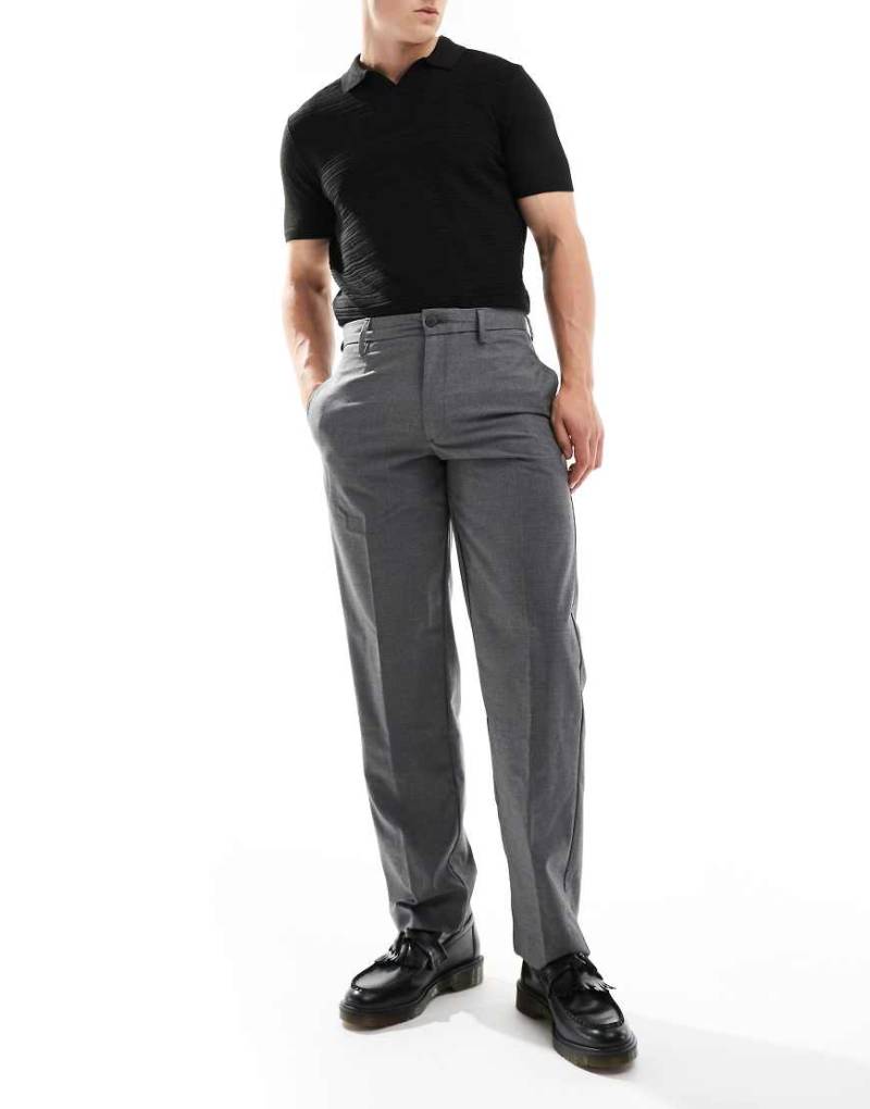 Jack & Jones - Karl - Locker geschnittene, elegante Hose in Anthrazit mit Nadelstreifen-Grau von Jack & Jones