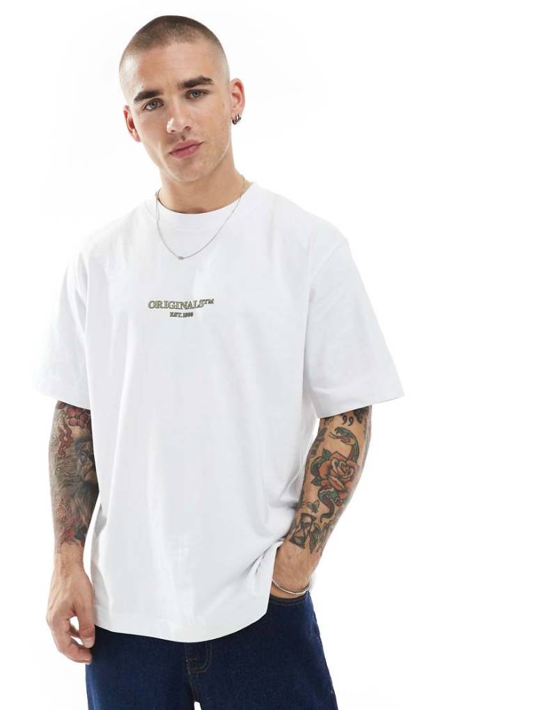 Jack & Jones - Kastiges Oversize-T-Shirt in Weiß mit „Originals"-Logo von Jack & Jones