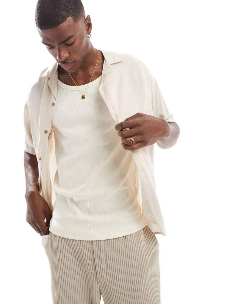 Jack & Jones - Kurzärmliges Hemd in Creme mit Reverskragen-Weiß von Jack & Jones