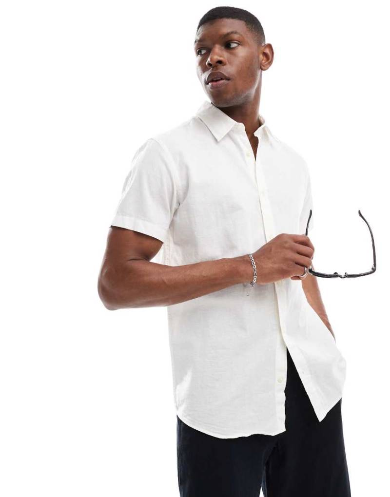 Jack & Jones - Kurzärmliges Leinen-Hemd in Weiß von Jack & Jones