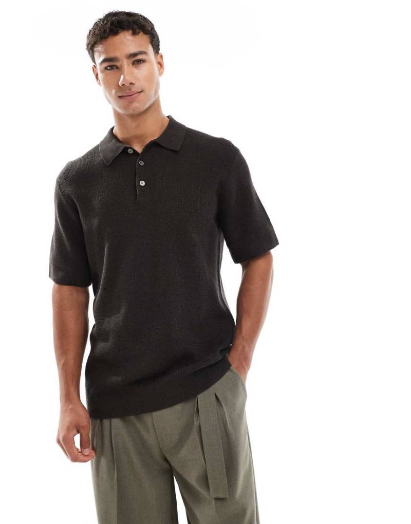 Jack & Jones - Kurzärmliges Strick-Polohemd in Braun von Jack & Jones