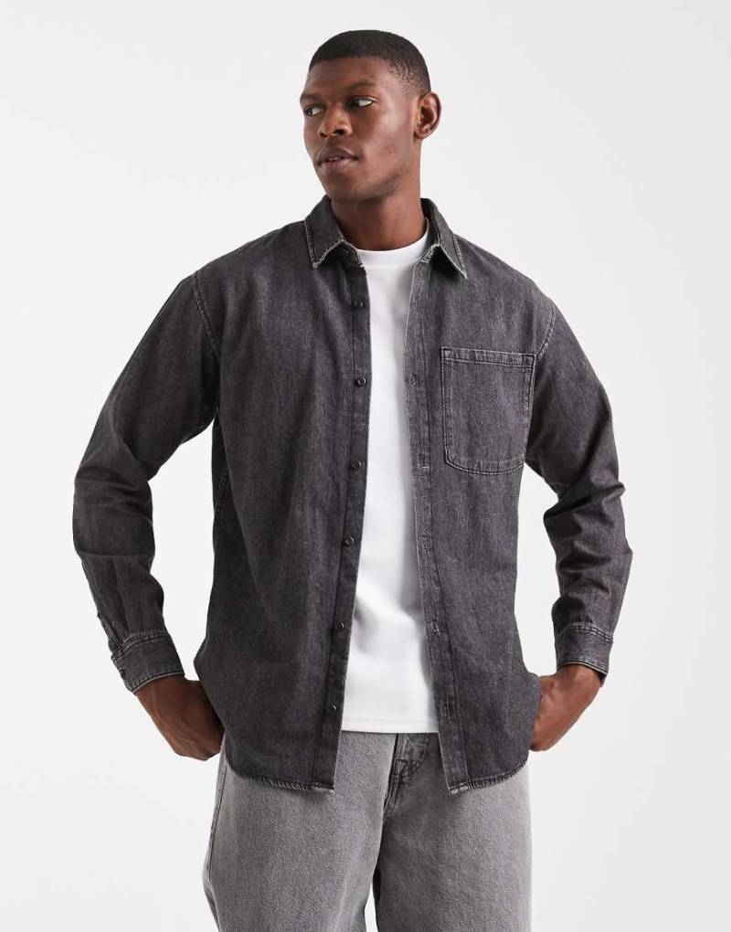 Jack & Jones - Langärmliges Hemd aus Denim in verwaschenem Schwarz von Jack & Jones