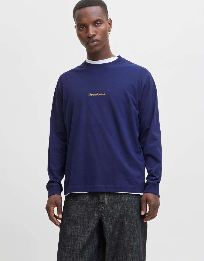 Jack & Jones - Langärmliges T-Shirt in Ocean Cavern-Blau von Jack & Jones