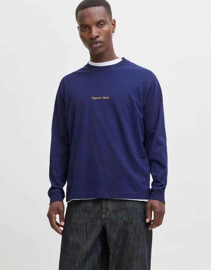 Jack & Jones - Langärmliges T-Shirt in Ocean Cavern-Blau von Jack & Jones