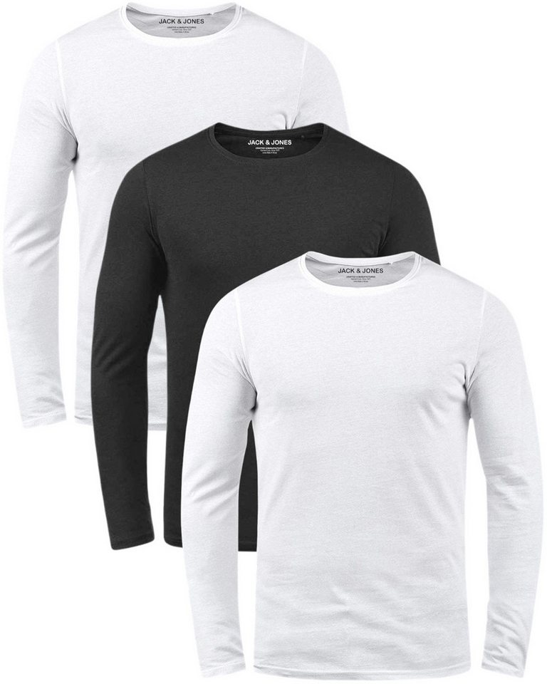 Jack & Jones Langarmshirt (Spar-Set, 3er-Pack) Basic Shirt mit Rundhalsauschnitt von Jack & Jones