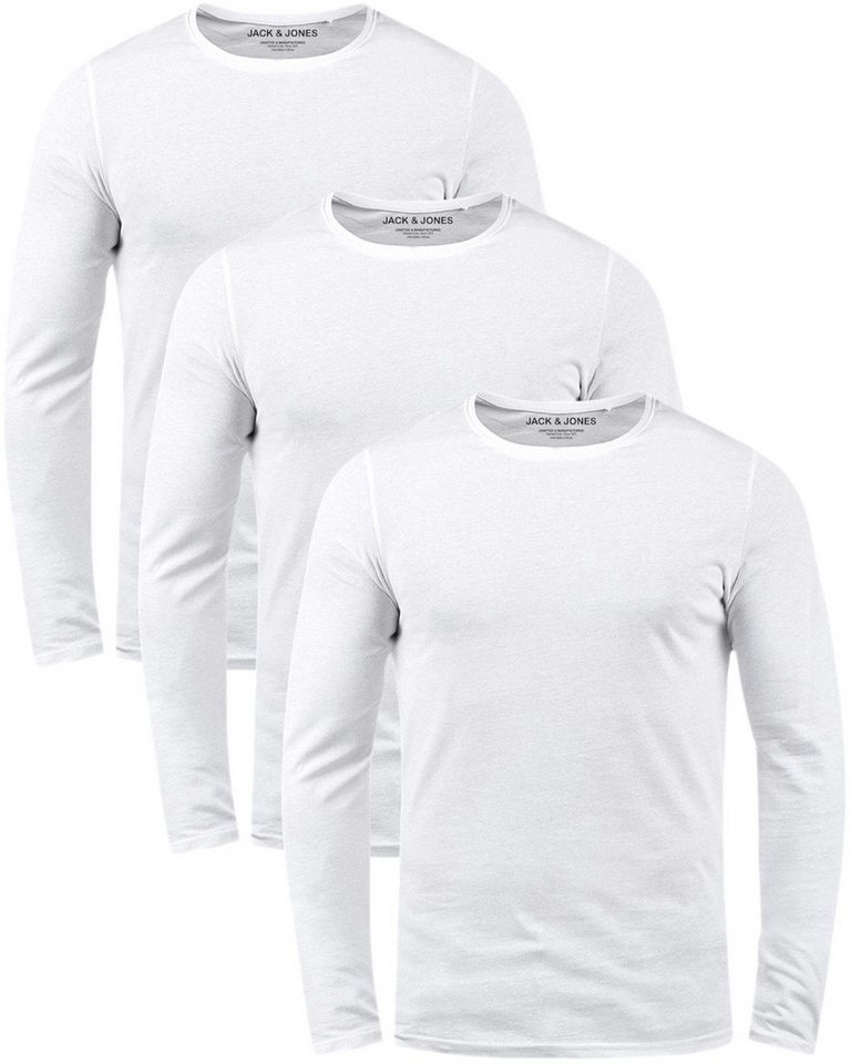 Jack & Jones Langarmshirt (Spar-Set, 3er-Pack) Basic Shirt mit Rundhalsauschnitt von Jack & Jones