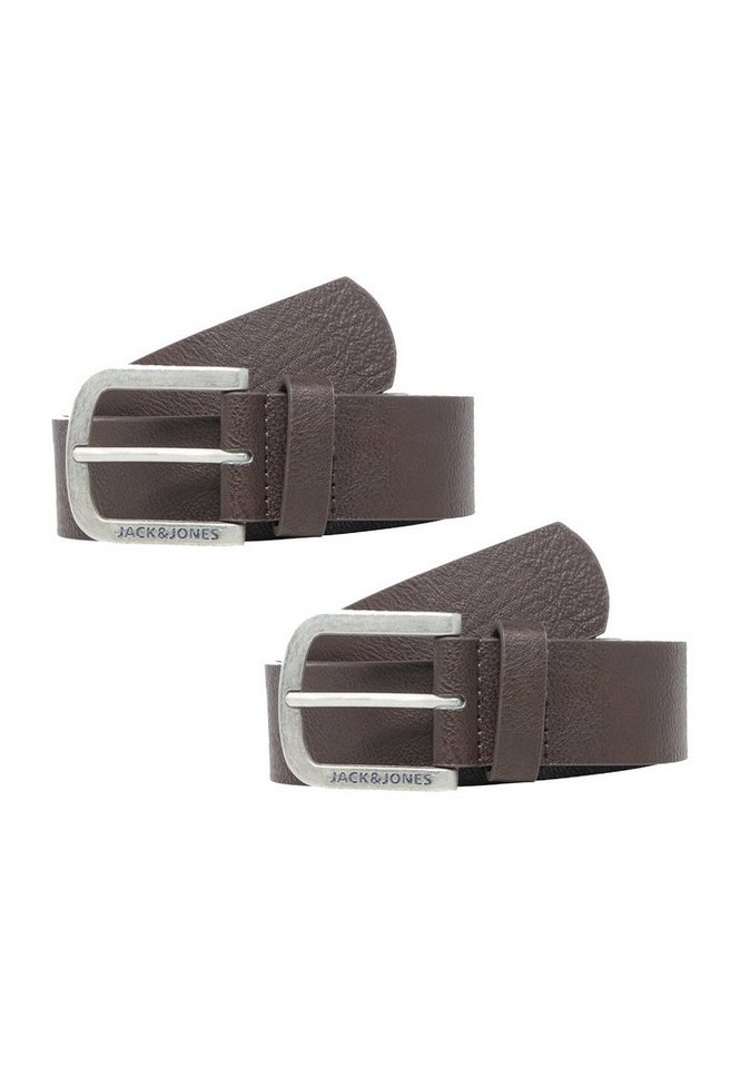 Jack & Jones Ledergürtel Leder Optik Gürtel 2-er Stück Set mit Metall Schnalle JACHARRY (2-St., Basic) 12120697 von Jack & Jones