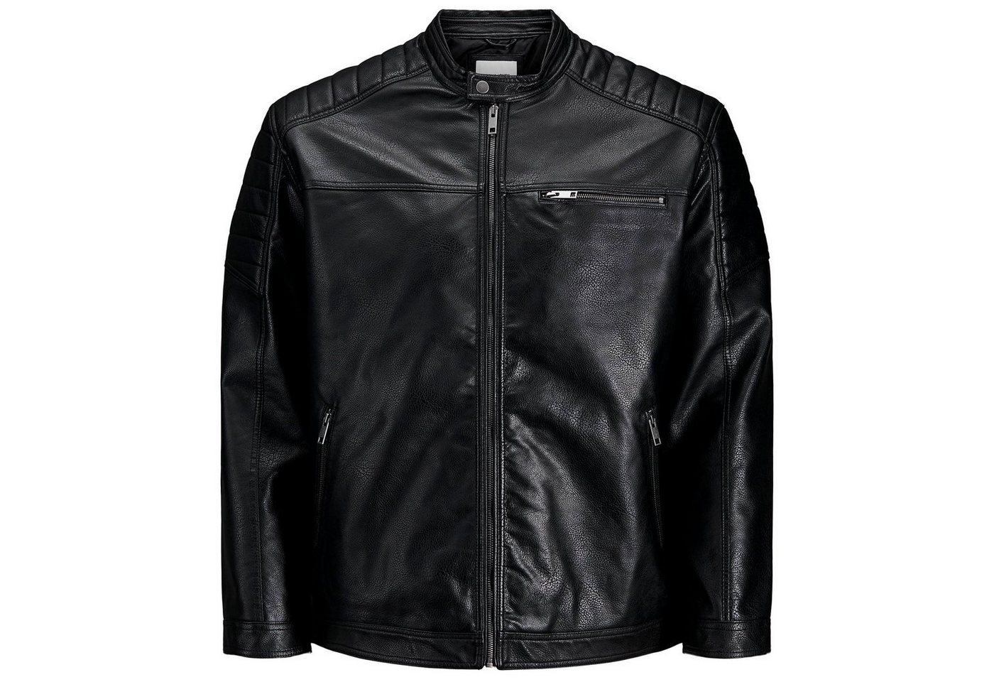 Jack & Jones Lederjacke Übergrößen Herren Biker-Style Jacke Lederoptik schwarz Jack & Jones von Jack & Jones