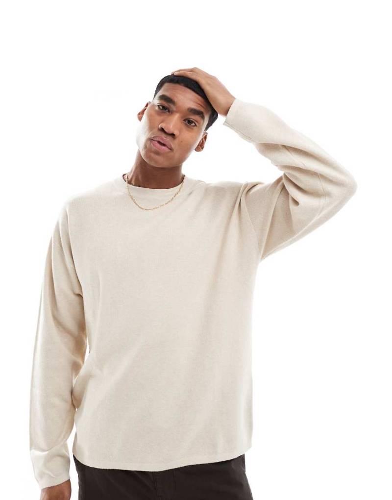 Jack & Jones - Leichter Oversize-Strickpullover in Creme-Weiß von Jack & Jones