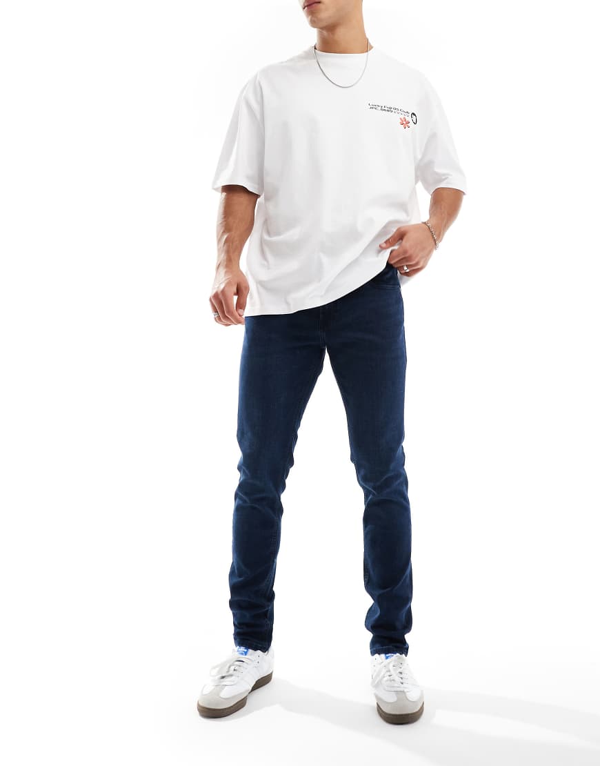 Jack & Jones - Liam - Enge Jeans in verwaschenem Dunkelblau von Jack & Jones