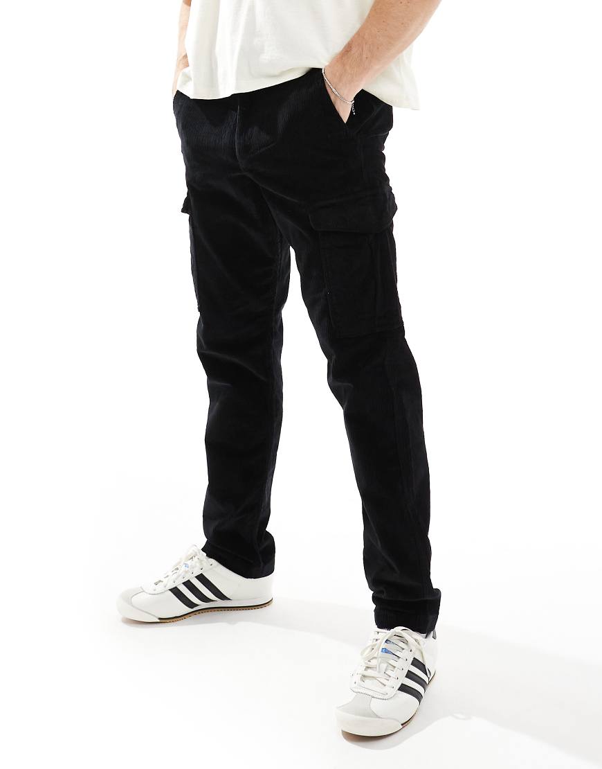 Jack & Jones - Locker geschnittene Cargohose aus Cord in Schwarz von Jack & Jones