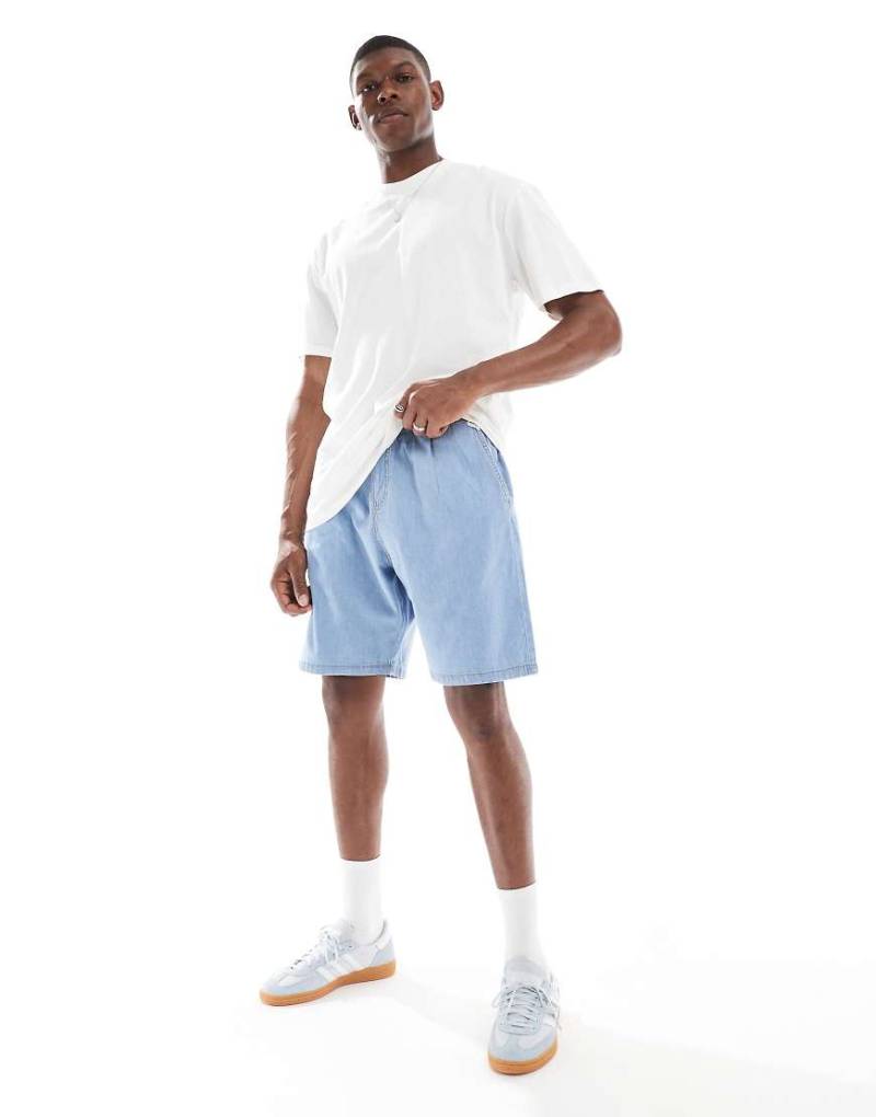 Jack & Jones - Locker sitzende Jeansshorts in hellblauer Waschung mit Tunnelzug von Jack & Jones