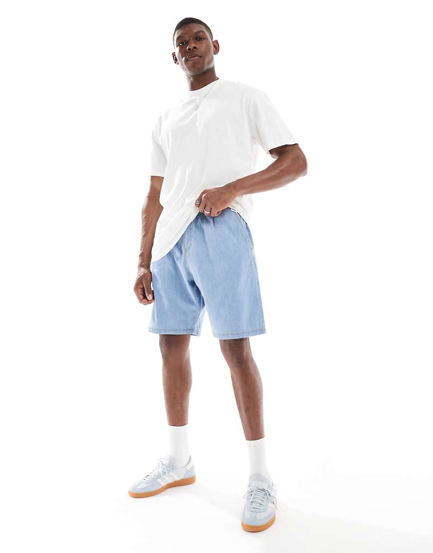 Jack & Jones - Locker sitzende Jeansshorts in hellblauer Waschung mit Tunnelzug von Jack & Jones