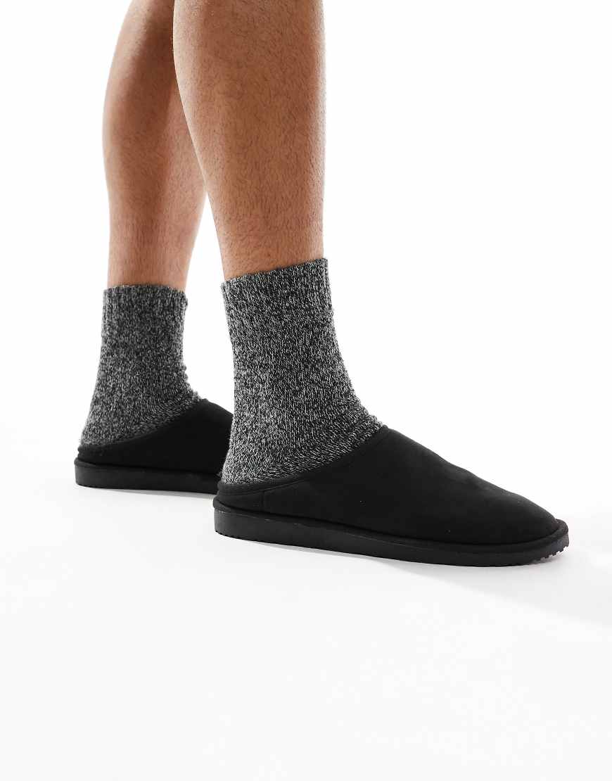Jack & Jones - Mules-Hausschuhe aus Wildlederimitat in Schwarz von Jack & Jones