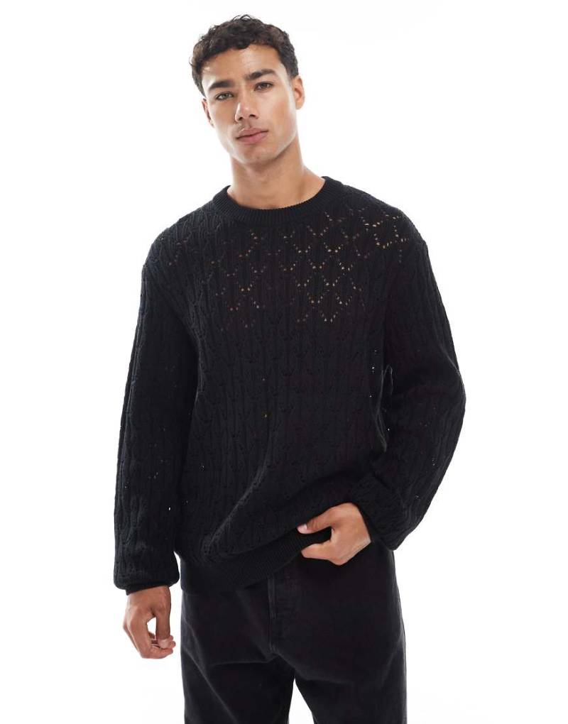 Jack & Jones - Offenmaschiger Strickpullover in Schwarz von Jack & Jones
