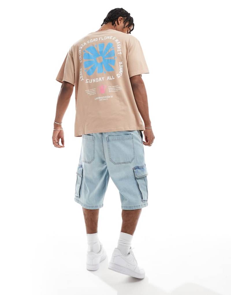 Jack & Jones Originals - Oversize-T-Shirt in Beige mit „Columbia Road"-Rückenprint-Neutral von Jack & Jones