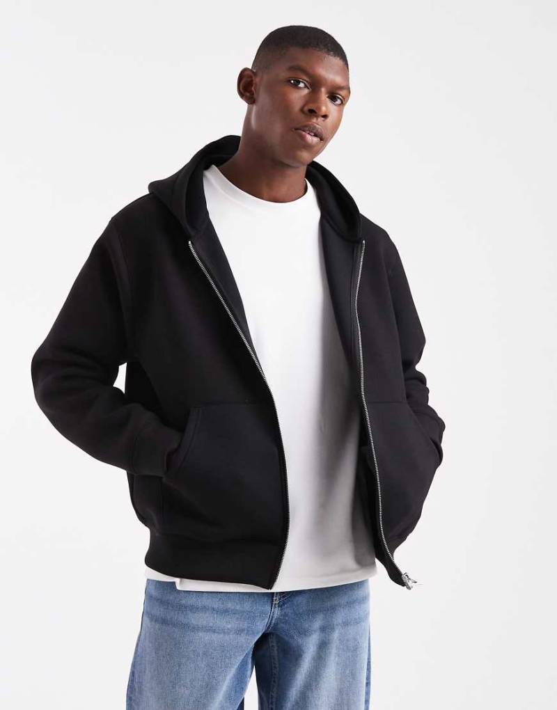 Jack & Jones - Oversize-Kapuzenpullover aus neoprenähnlichem Material in Schwarz mit Zwei-Wege- Reißverschluss Jack & Jones - Oversize-Kapuzenpullover aus neoprenähnlichem Material in Schwarz mit Zwei-Wege- Reißverschluss von Jack & Jones