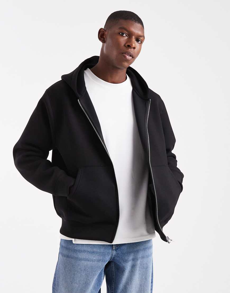 Jack & Jones - Oversize-Kapuzenpullover aus neoprenähnlichem Material in Schwarz mit Zwei-Wege- Reißverschluss Jack & Jones - Oversize-Kapuzenpullover aus neoprenähnlichem Material in Schwarz mit Zwei-Wege- Reißverschluss von Jack & Jones