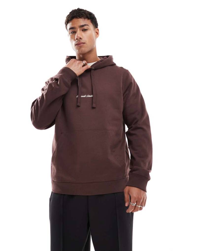 Jack & Jones - Oversize-Kapuzenpullover in Braun mit Logostickerei von Jack & Jones