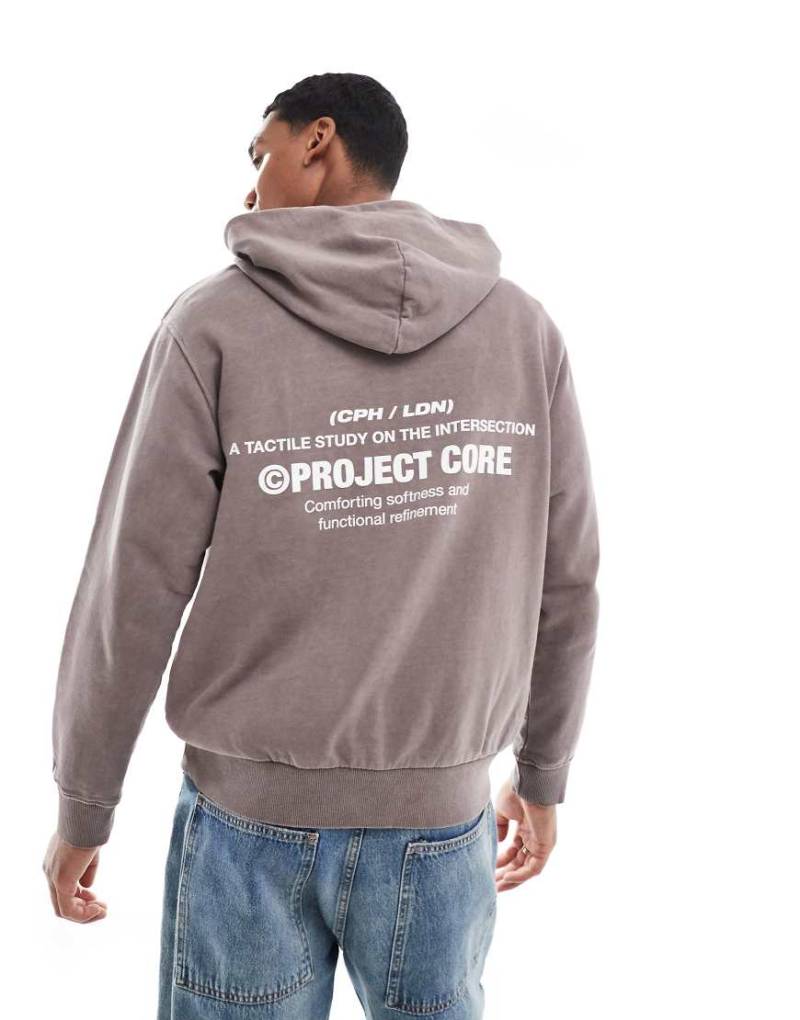 Jack & Jones - Oversize-Kapuzenpullover in verwaschenem Grau mit Rückenprint von Jack & Jones