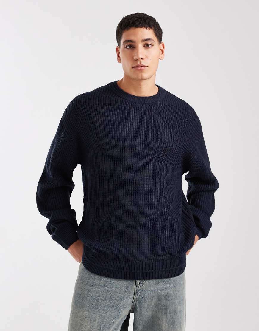 Jack & Jones - Oversize-Pullover aus Grobstrick in Marineblau von Jack & Jones